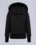 Moose Knuckles Womens Debbie Bomber in Black with Black Shearling