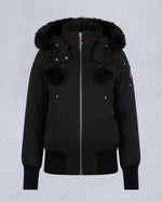 Moose Knuckles Womens Debbie Bomber in Black with Black Shearling