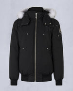 Moose Knuckles Mens Original Ballistic Bomber in Black with Natural Shearling