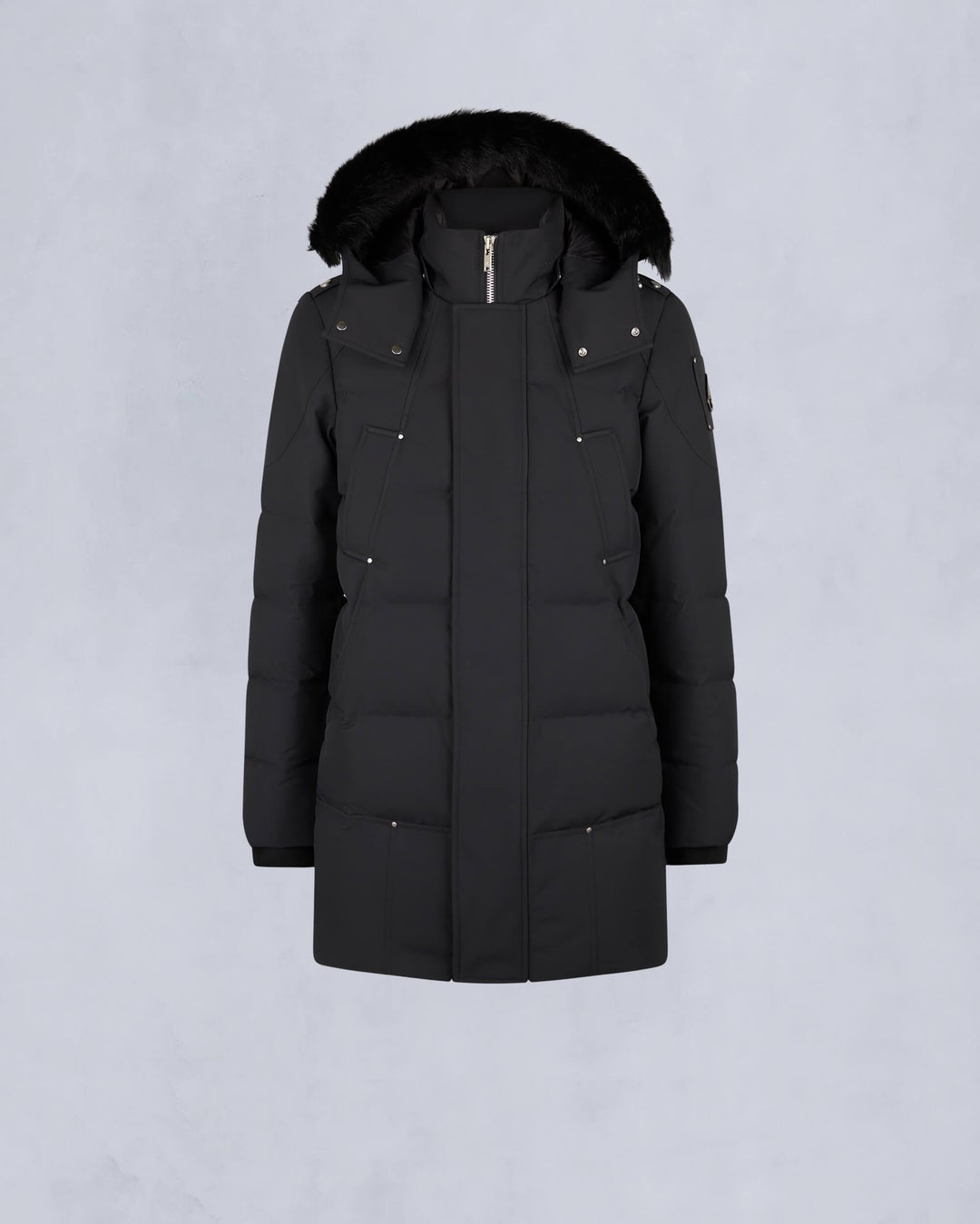 Moose Knuckles Mens Cloud Parka in Black with Black Shearling