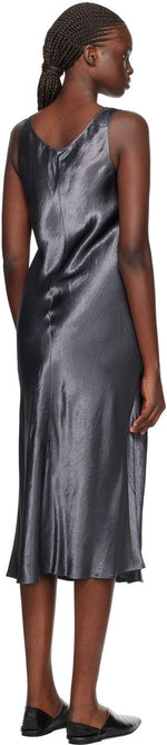 Max Mara Talete Dark Grey Satin Dress