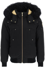 Moose knuckles Mens Little Rapids Black Bomber with Black Shearling