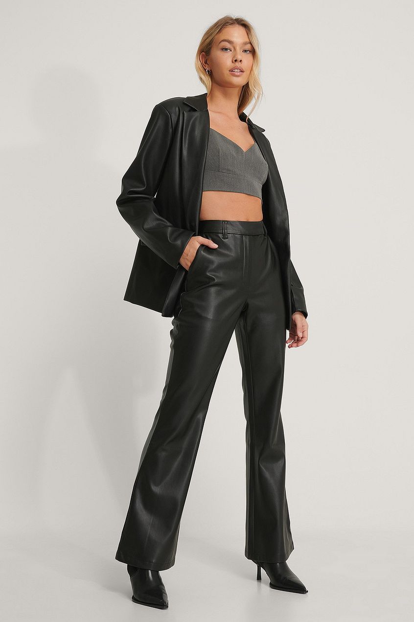 NA-KD Flared Vegan Leather Pants