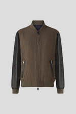 PAL ZILERI Varsity Solid Jacket in Pure Wool with Nappa Leather Sleeves