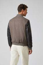 PAL ZILERI Varsity Solid Jacket in Pure Wool with Nappa Leather Sleeves