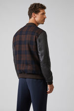 PAL ZILERI Varsity Jacket in Pure Wool with Nappa Leather Sleeves