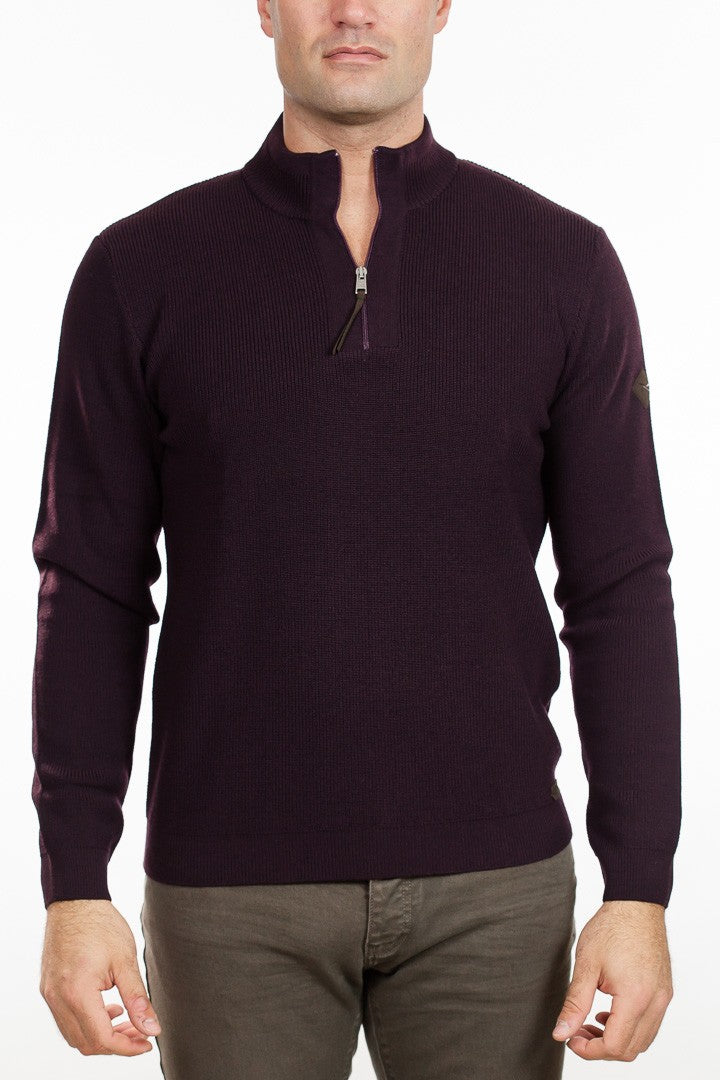 Brax - Soren Quarter Zip Sweater - Wine