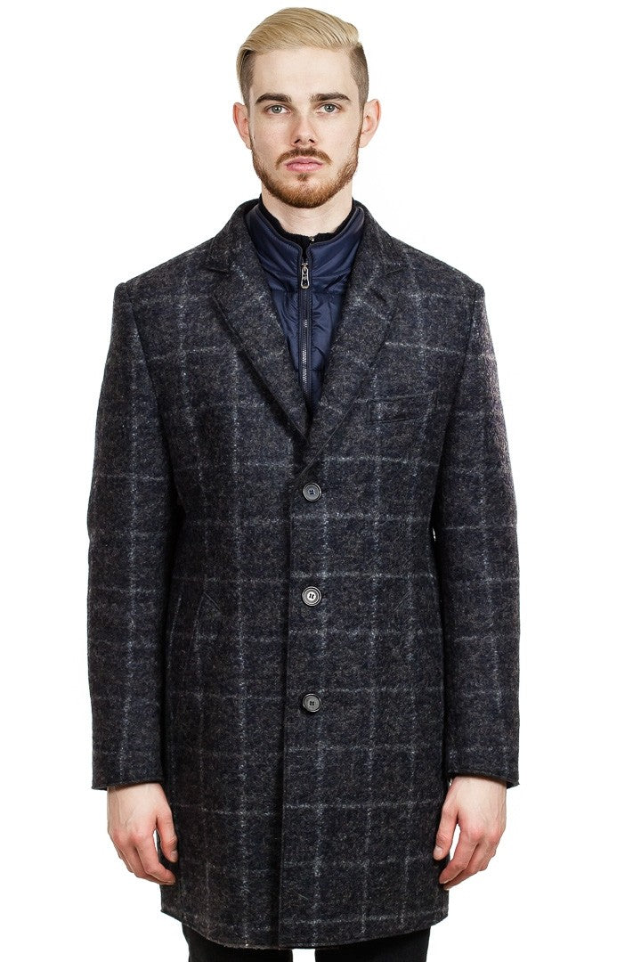 Bugatti Men&#39 s Flexcity Check Coat in Blue