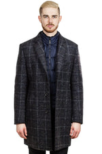 Bugatti Men&#39 s Flexcity Check Coat in Blue