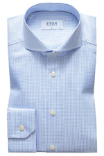 Eton Sky Blue Houndstooth Shirt