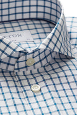 Eton Blue and White Check Twill Shirt