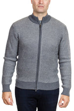 Patrick Assaraf Melange Texture Knit Zip in Graphite