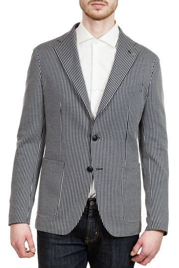 Tagliatore Two-Button Jersey Cotton Blazer in Grey