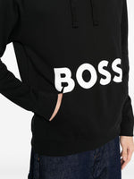 BOSS Cotton Black Sweatshirt With Contrast Logo