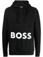 BOSS Cotton Black Sweatshirt With Contrast Logo
