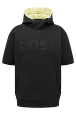 BOSS x AJBXNG Sood relaxed-fit short-sleeved hooded sweatshirt with logo artwork