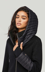 Soia & Kyo AVERY sustainable mixed media coat with hood