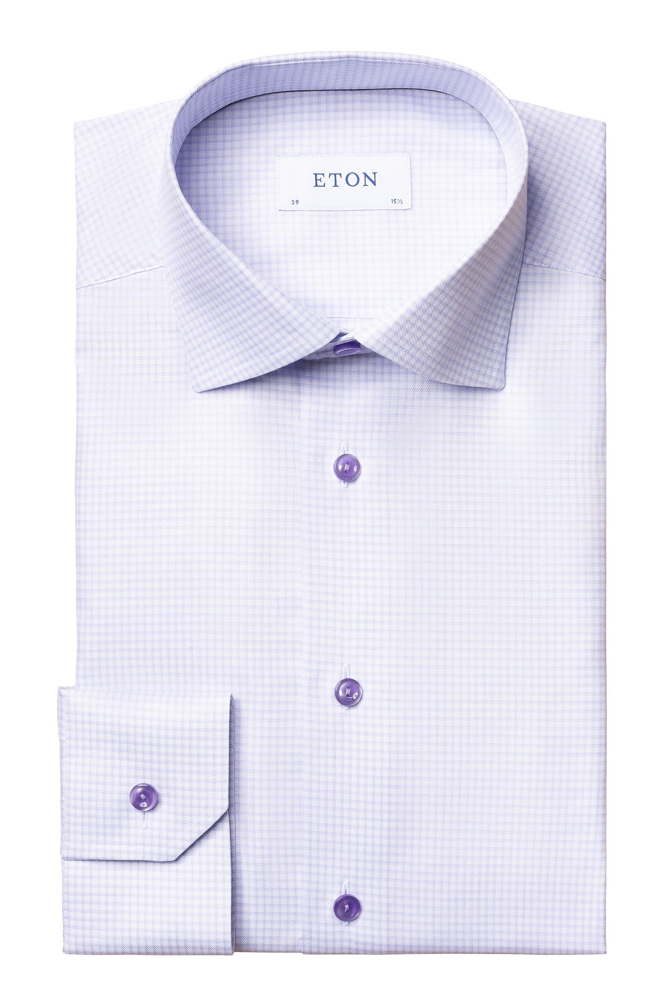 ETON Contemporary Fit Purple Check Fine Twill Shirt