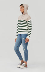 Soia & Kyo LEILA sustainable striped knit hoodie with drawstrings
