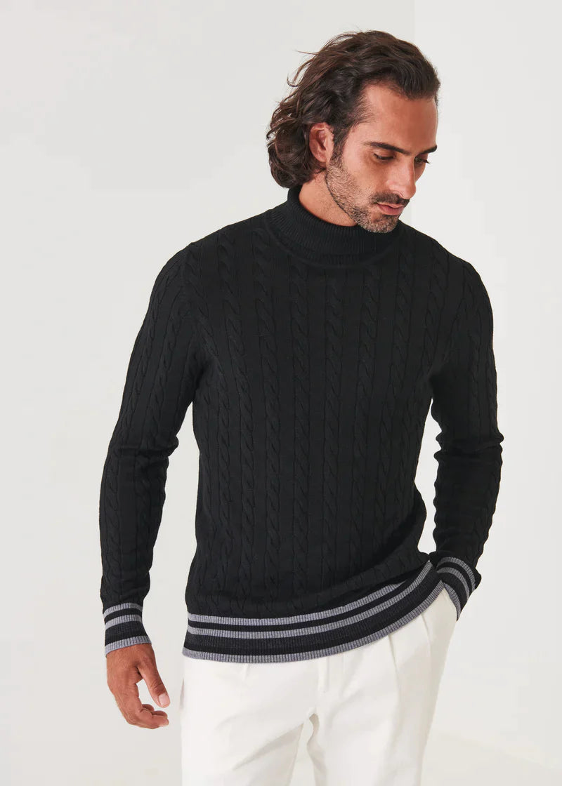 Patrick Assaraf Turtle-Neck Black Sweater