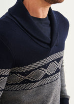 Patrick Assaraf Merino Ribbed Shawl Sweater