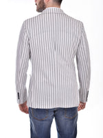 CIRCOLO 1901 single-breasted striped linen cotton blazer