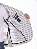 CIRCOLO 1901 single-breasted striped linen cotton blazer