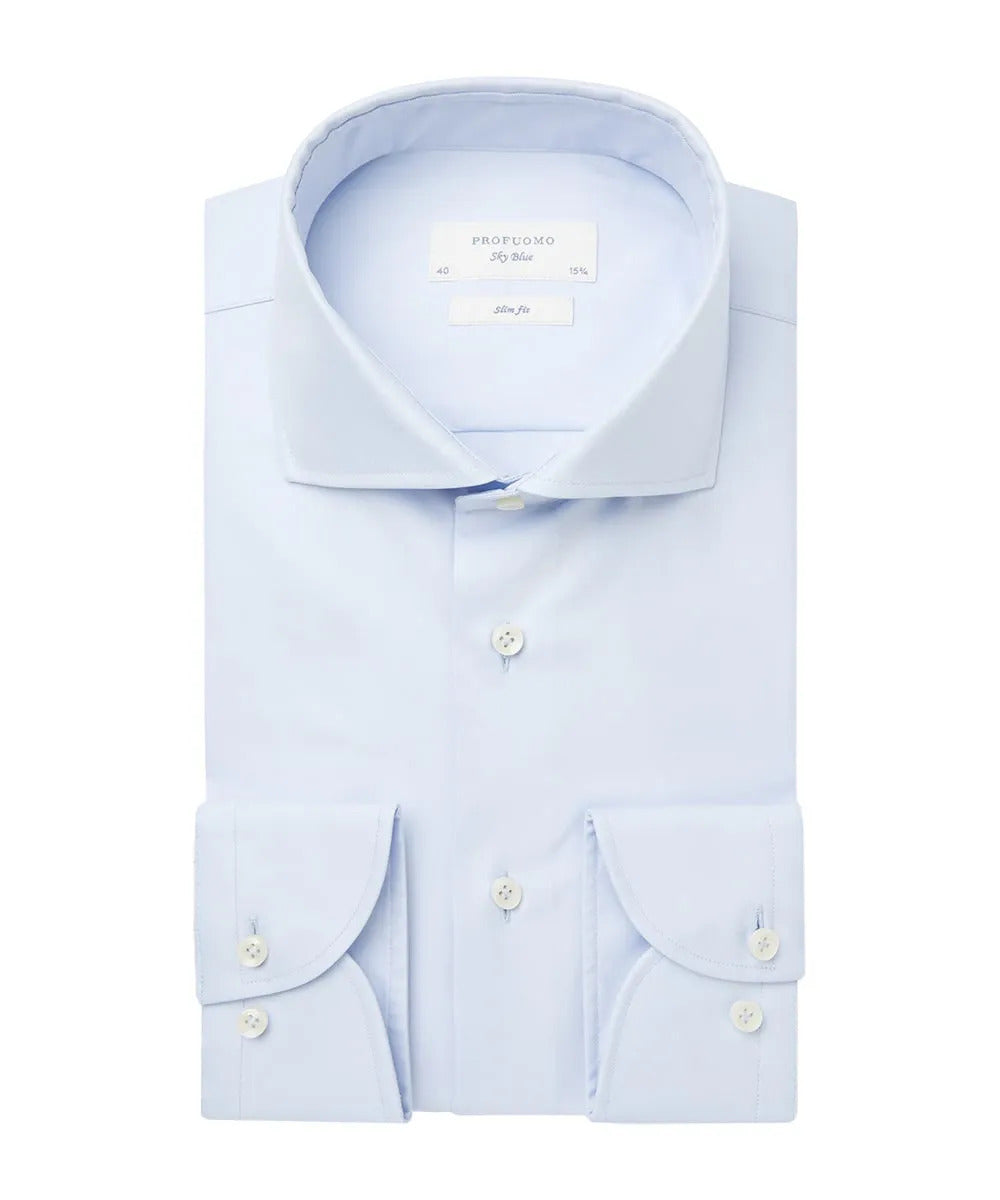 Profuomo Cutaway Shirt in Blue Royal Twill
