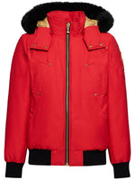 Moose knuckles Mens Little Rapids Fire Red Bomber with Black Shearling