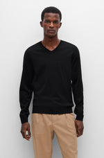 Boss V-Neck Slim-Fit Sweater in Virgin Wool