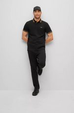 BOSS PADDY ORGANIC-COTTON POLO SHIRT WITH CURVED LOGO