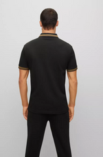 BOSS PADDY ORGANIC-COTTON POLO SHIRT WITH CURVED LOGO