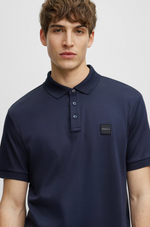 BOSS PARLAY COTTON-JERSEY POLO SHIRT WITH LOGO BADGE