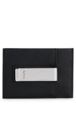 BOSS Leather Card Holder & Money Clip With Silver Effect Logo