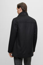 BOSS H-Coxtan Relaxed-Fit Virgin Wool Coat In Black
