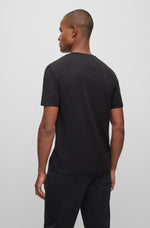 BOSS Stretch-Cotton Black T-Shirt with Mirror-Effect Artwork