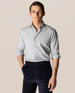 ETON Slim Fit Light Blue Floral Cotton-Tencel Shirt