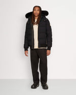 Moose knuckles Mens Stagg Black Bomber with Black Shearling
