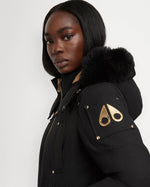Moose knuckles Womens Gold Debbie Black Bomber with Black Shearling