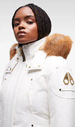 Moose Knuckles Ladies Gold Stirling Parka in Milkyway with Gold Fur