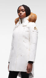 Moose Knuckles Ladies Gold Stirling Parka in Milkyway with Gold Fur