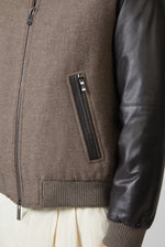 PAL ZILERI Varsity Solid Jacket in Pure Wool with Nappa Leather Sleeves