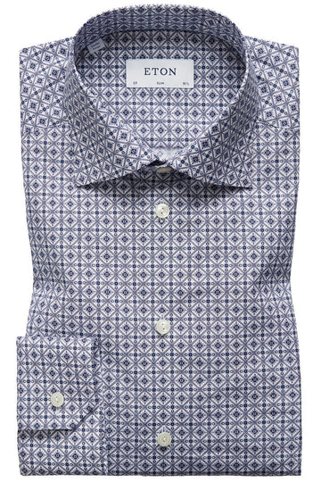 Eton Blue Medallion Print Shirt