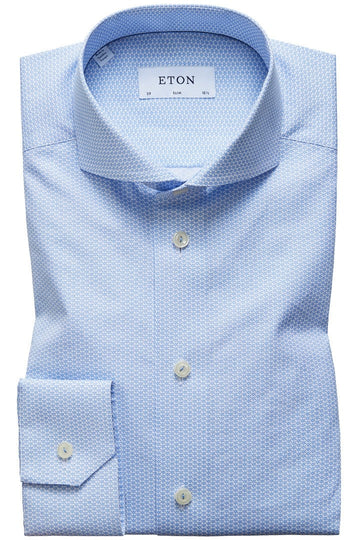 Eton Light Blue Geometric Print Shirt