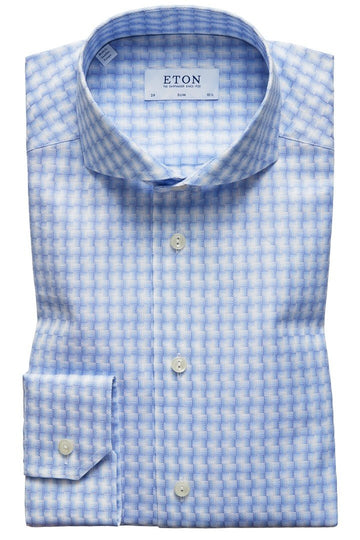Eton Sky Blue Check Twill Shirt