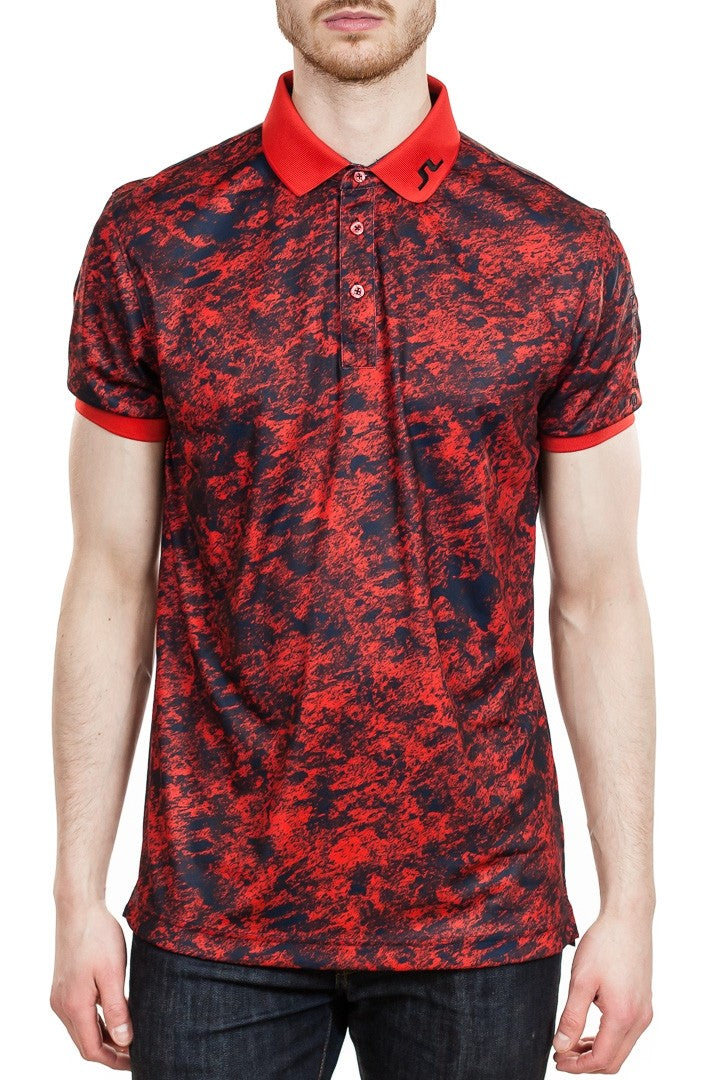 J. Lindeberg Tour Tech Slim Fit Camou Polo in Red