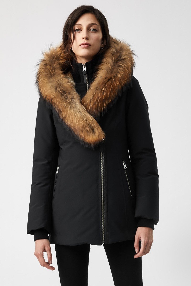 Mackage Akiva Ladies Down Filled Winter Coat With Signature Collar in Black